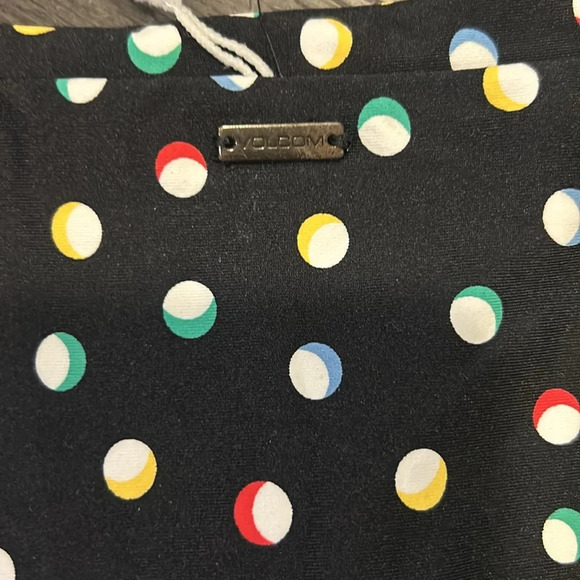 Volcom Women’s Black W Multi Colored Spot Pattern Bikini Brief Bottom Medium - Picture 3 of 3